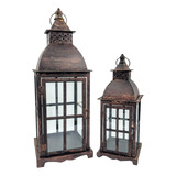 Lanterna Decorativa Marroquina Metal Envelhecido 2pç 52 36cm