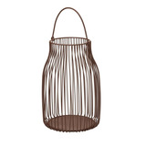 Lanterna Decorativa Porta Vela De Chão Alça Em Metal Marrom