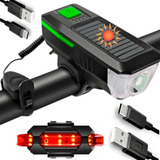 Lanterna Farol Solar Bike Buzina Led Traseiro Ciclista Kit