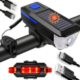 Lanterna Farol Solar Bike Buzina Led Traseiro Ciclista Kit