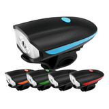 Lanterna Farol T 6 Com Buzina Bicicleta Recarregável Usb Cor Preto