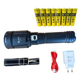 Lanterna Gigante Led Cree V3 Mais Forte 8 Baterias Zoom 2km Lanterna Preto Luz Branco
