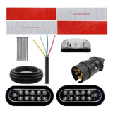 Lanterna Led Carretinha Kit Eletrico Instalação Reboque 4 Mt