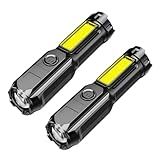 Lanterna Led Externa Super Brilhante Com Zoom Lanterna Portátil Recarregável Para Acampamento Uso Doméstico De Emergência 2 Pacotes