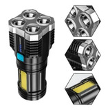 Lanterna Led Prova Dágua 4 Núcleos Potente Usb Recarregável