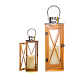Lanterna Marroquina Conjunto C 2 Madeira Clara Com Velas