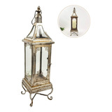 Lanterna Marroquina Decorativa Prata Envelhecida 57x16cm
