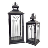 Lanterna Marroquina Decorativa Preta 55 40cm Kit 2pç