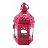 Lanterna Marroquina Hexagonal Pink 17 Cm