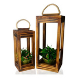 Lanterna Marroquina Rústica Madeira Velas Luminária Kit C 2