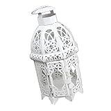 Lanterna Marroquina Vintage De Vidro De Vidro Estilo Retrô Requintado Para Decoração De Casamento Em Casa Suporte De Chá De Ferro Forjado à Prova De Vento Com Anel De Suspensão Branco