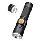 Lanterna Profissional Tática Led T6 Recarregável Usb B Max Cor Da Lanterna Preto Cor Da Luz Branco