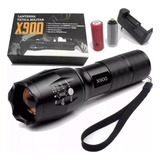 Lanterna Recarregável Tática X900 Led Potente Com Super Zoom Cor Da Lanterna Preta Cor Da Luz Branco