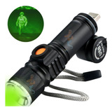 Lanterna Recarregavel Usb Com Zoom Luz Verde Tatica Militar