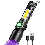 Lanterna Super Brilhante De 1800 Lúmens  Lanterna De Luz UV Recarregável Por USB De 395 Nm Com Base Magnética Para Acampamento E Caminhada  Luz Negra  7 Modos   1 Peça   Com Bateria 