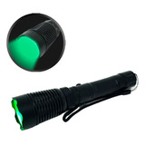 Lanterna Tática Led Luz Verde Caça Foco Redondo Com Suporte
