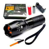 Lanterna Tática Militar X900 Recarregável Sinalizador Sos Led C Zoom Holofote Forte