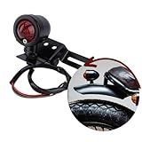 Lanterna Traseira Universal Com Suporte De Placa- LED 12V- Estilo Brat- Café Racer- Tracker- Scrambler- Bobber- Preta E Vermelha -Preto - Esquerdo-Direito-