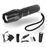 Lanterna X900 T6 Tatica Led Com Zoom Bateria Recarregável Cor Da Lanterna Preta Cor Da Luz Branca
