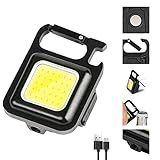Lanternas Pequenas COB- Chaveiro Recarregável Brilhante De 800 Lúmens Mini Lanterna 3 Modos De Luz Luz De Bolso Portátil Com Suporte Dobrável Abridor De Garrafas E Base Magnética