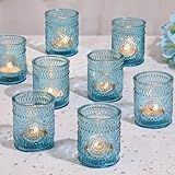 Lanttu Conjunto De 12 Castiçais Votivos Azuis Luzes De Chá De Vidro Para Centros De Mesa De Casamento Festas De Aniversário E Decoração De Casa