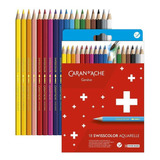 Lápis Aquarelável Caran D Ache Swisscolor Cardboard C 18 Marcação Colorido