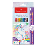 Lapis De Cor 12 Cores 2 Misturinha Unicornios Faber Marcação Colorido