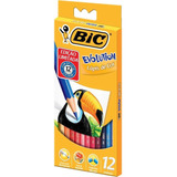 Lápis De Cor 12 Cores Bic Evolution Sextavado