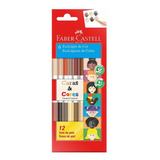 Lápis De Cor 12 Cores Bicolor Caras E Cores Faber Castell