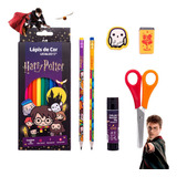 Lapis De Cor 12 Cores Harry Potter Kit Escolar 6 Peças Marcação Colors