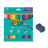 Lápis De Cor 24 Cores Multicolor Apontador