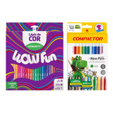 Lápis De Cor 24 Leo leo Wow Fun 12 Canetinhas Compactor