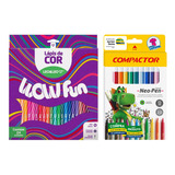 Lápis De Cor 24 Leo leo Wow Fun 12 Canetinhas Compactor
