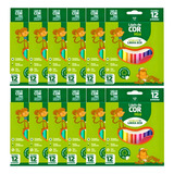 Lápis De Cor Mini 12 Cores Leo Leo Kit 24 Caixas Atacado