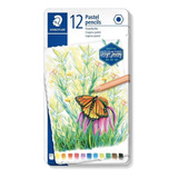 Lápis De Cor Pastel Staedtler C 12 Cores E Estojo Metálico