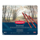 Lápis De Cor Permanente Drawing 24 Cores Estojo Lata 700672