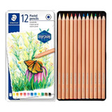 Lápis De Cor Staedtler 12 Cores Pastel Estojo Metal