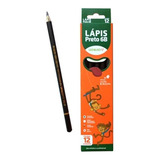 Lápis Preto Madeira Sextavado 6b Leo E Leo Com 12 Unidades