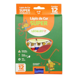 Lápis Super Jumbo 12 Cores Grosso Apontador Leo E Leo