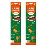 Lápis Verde Hb Sextavado Leo leo Kit 24 Unidades Marcação Preto