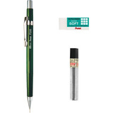 Lapiseira Pentel Sharp Verde 0 5 Grafite Borracha