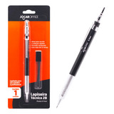 Lapiseira Tecnica 0 7 Mm Preta Inox Grafite Tubo 12 Minas