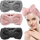 LAPOHI Pacote Com 3 Faixas De Cabeça De Spa De Microfibra Para Lavar O Rosto Faixas De Cabelo Para Maquiagem Com Laço Toalhas Faciais Largas Para Mulheres E Meninas