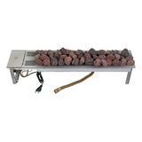 Lareira A Gás Inox Premium Império 80cm C pedras Vulcânicas