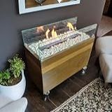 Lareira Ecológica Madeira Com Rodinhas E Vidro Portátil Etanol E Álcool - 50cm X 26CMS E 40 CMS De Altura Total Com Vidro E Rodinhas
