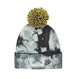 LARTIGUE Gorro Feminino De Malha Tie Dye Unissex Gorro De Caveira Macio Inverno Quente Com Pompom Pompom Preto Tamanho Único