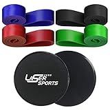 Laser Sports 2 Deslizadores De Disco De Deslizamento De Exercício De Dois Lados E Conjunto De 4 Pulseiras De Resistência Com Bolsa De Armazenamento – Para Treinos Em Casa E Academia – Treinamento De Baixo Impacto Para Fortalecer Músculos, Terapia Física, Rehab