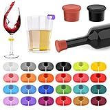 Lasiyanor 26 Peças De Etiquetas De Pingentes De Taça De Vinho Com Rolha De Garrafa Marcadores De Bebida De Copo De Vinho De Silicone Para Bar Festa Martinis Coquetéis Taças De Champanhe