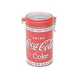 Lata Redonda Coca Cola Coke Metal Tampa Transparente Vermelho 11 X 11 X 19 Cm
