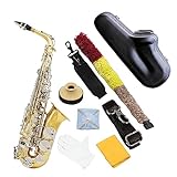 Latão Mib Alto Saxofone E Sax Plano Instrumento De Sopro Com Estojo De Couro Bocal Palhetas Saxofone Para Estudantes